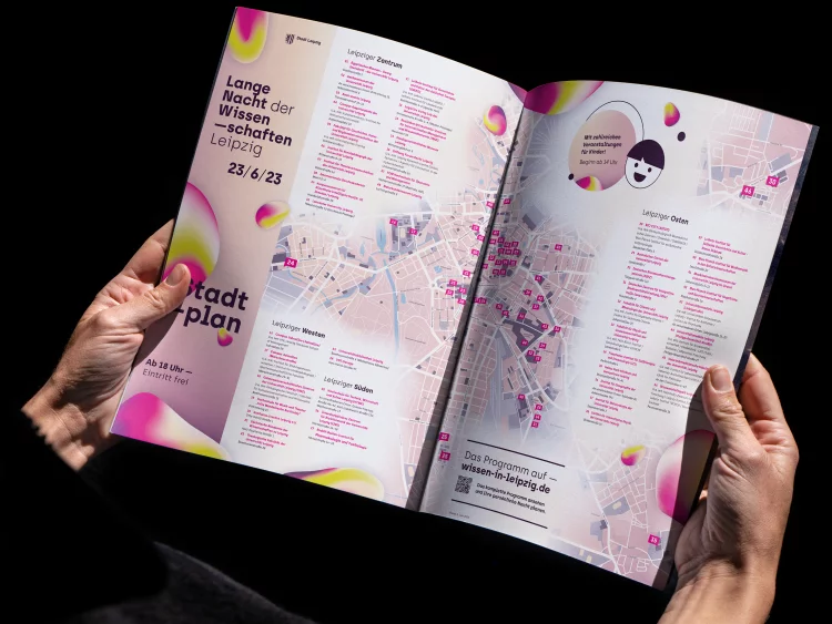 fzey für Lange Nacht der Wissenschaften - Ansicht Printdesign Stadtplan mit Veranstaltungsorten