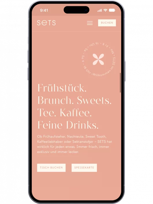 fzey für SETS Berlin - Ansicht 4 Website - Startseite mobile auf iPhone