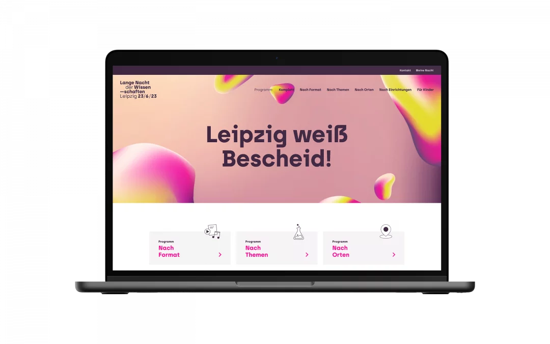 fzey für Lange Nacht der Wissenschaften - Ansicht Website Startseite auf Laptop