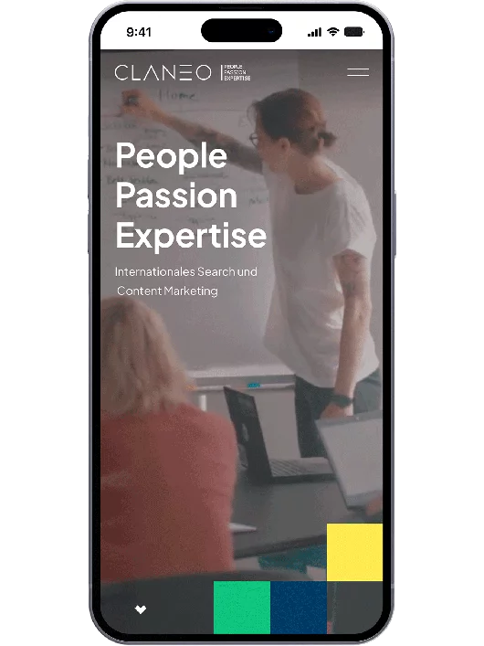 fzey für Claneo - animiertes GIF mit Ansichten zur Website mobile 