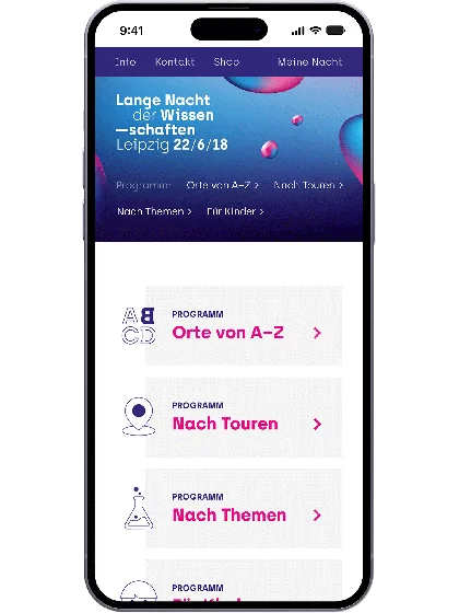 fzey für Lange Nacht der Wissenschaften - Animiertes Gif mit Ansichten Website mobile