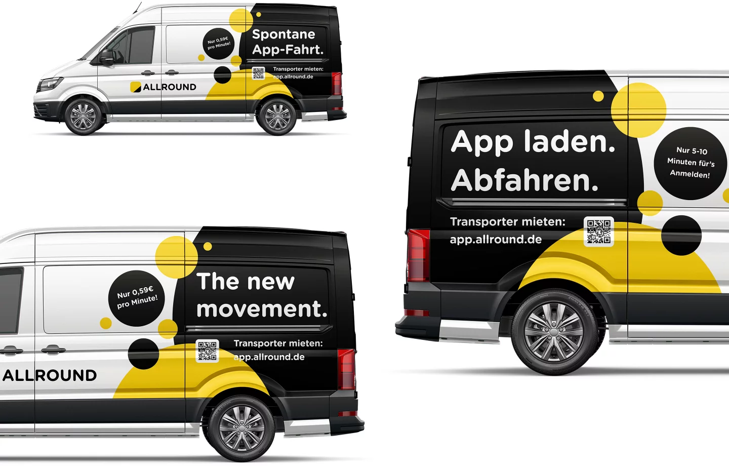 fzey für Allround Autovermietung - Corporate-Design-Fahrezugbeschriftung