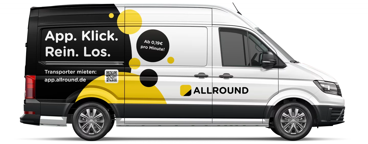 fzey für Allround Autovermietung - Ansicht Fahrzeugbeschriftung