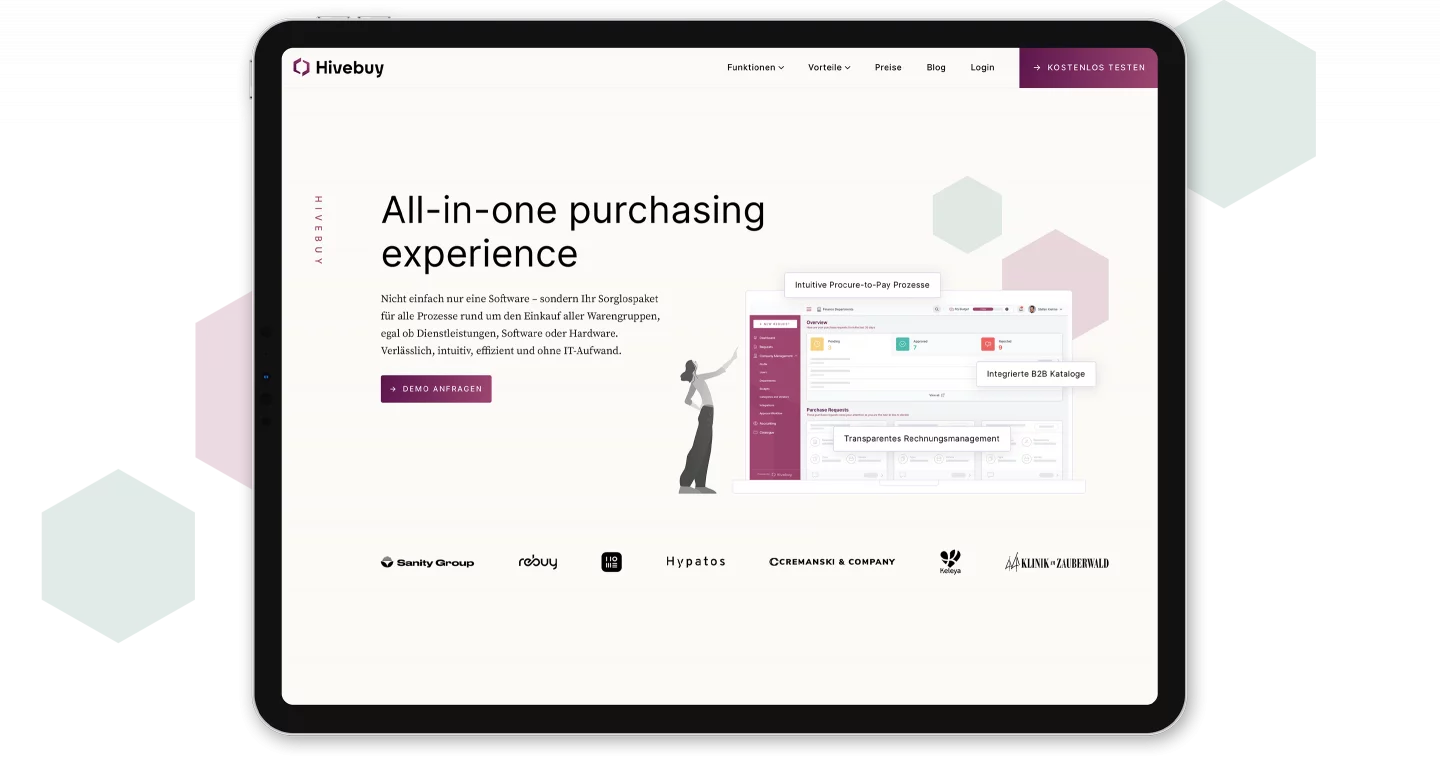 fzey für Hivebuy - Ansicht Website auf iPad
