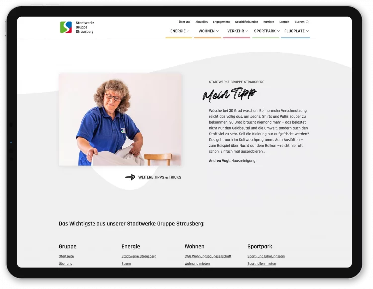 fzey für SGS Strausberg - Ansicht Website auf iPad