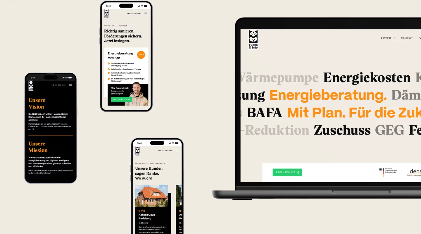 fzey für Fuchs & Eule - Ansicht Website mobile und Desktop