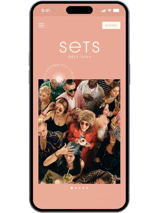 fzey für SETS Berlin - Ansicht 5 animiertes Gif mit Ansichten der Website mobile auf iPhone