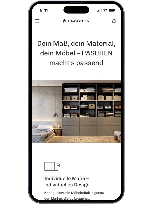 fzey für Paschen - animiertes gif mit Ansichten von mobiler Website